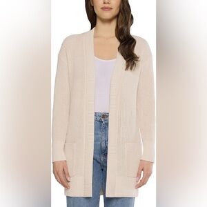 Max & Mia Open Front Cardigan Pockets Sweater Cream Off White size Medium
